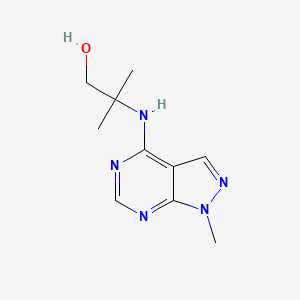 molecular formula C10H15N5O B12194895 2-Methyl-2-[(1-methylpyrazolo[4,5-e]pyrimidin-4-yl)amino]propan-1-ol 