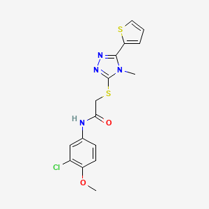 molecular formula C16H15ClN4O2S2 B12194919 N-(3-chloro-4-methoxyphenyl)-2-{[4-methyl-5-(thiophen-2-yl)-4H-1,2,4-triazol-3-yl]sulfanyl}acetamide 
