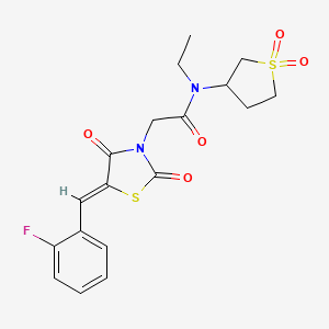 molecular formula C18H19FN2O5S2 B12194925 N-(1,1-dioxidotetrahydrothiophen-3-yl)-N-ethyl-2-[(5Z)-5-(2-fluorobenzylidene)-2,4-dioxo-1,3-thiazolidin-3-yl]acetamide 