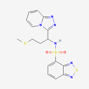 molecular formula C16H16N6O2S3 B12194949 N-[3-(methylsulfanyl)-1-([1,2,4]triazolo[4,3-a]pyridin-3-yl)propyl]-2,1,3-benzothiadiazole-4-sulfonamide 