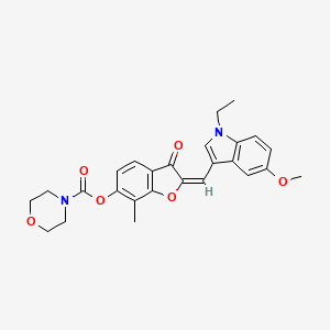 molecular formula C26H26N2O6 B12194957 (2E)-2-[(1-ethyl-5-methoxy-1H-indol-3-yl)methylidene]-7-methyl-3-oxo-2,3-dihydro-1-benzofuran-6-yl morpholine-4-carboxylate 