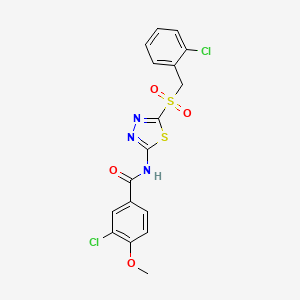 molecular formula C17H13Cl2N3O4S2 B12194978 3-chloro-N-{5-[(2-chlorobenzyl)sulfonyl]-1,3,4-thiadiazol-2-yl}-4-methoxybenzamide 