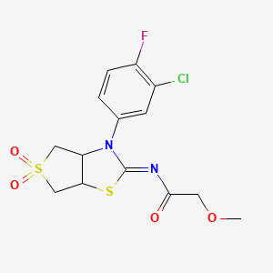 molecular formula C14H14ClFN2O4S2 B12195000 N-[(2Z)-3-(3-chloro-4-fluorophenyl)-5,5-dioxidotetrahydrothieno[3,4-d][1,3]thiazol-2(3H)-ylidene]-2-methoxyacetamide 