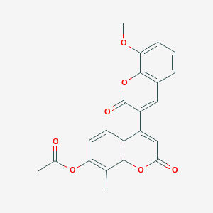 molecular formula C22H16O7 B12195001 4-(8-methoxy-2-oxo-2H-chromen-3-yl)-8-methyl-2-oxo-2H-chromen-7-yl acetate 