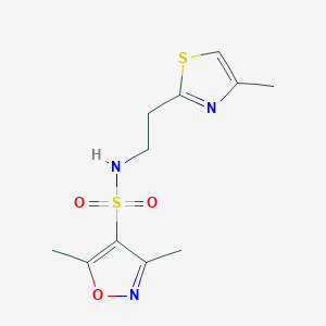 molecular formula C11H15N3O3S2 B12195006 3,5-dimethyl-N-[2-(4-methyl-1,3-thiazol-2-yl)ethyl]-1,2-oxazole-4-sulfonamide 