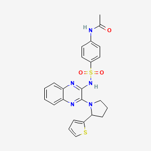 molecular formula C24H23N5O3S2 B12195008 N-[4-({3-[2-(thiophen-2-yl)pyrrolidin-1-yl]quinoxalin-2-yl}sulfamoyl)phenyl]acetamide 