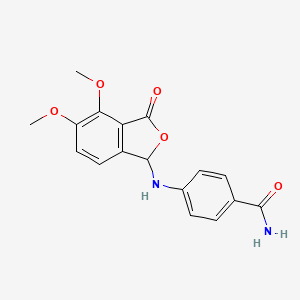 molecular formula C17H16N2O5 B12195031 4-[(4,5-Dimethoxy-3-oxo-1,3-dihydro-2-benzofuran-1-yl)amino]benzamide 
