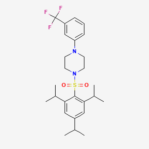 molecular formula C26H35F3N2O2S B12195049 1-[3-(Trifluoromethyl)phenyl]-4-[2,4,6-tris(propan-2-yl)benzenesulfonyl]piperazine 