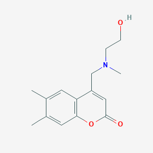 molecular formula C15H19NO3 B12195073 4-(((2-hydroxyethyl)(methyl)amino)methyl)-6,7-dimethyl-2H-chromen-2-one 