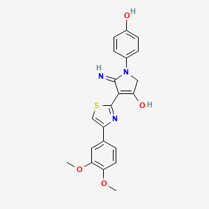 molecular formula C21H19N3O4S B12195078 4-[4-(3,4-dimethoxyphenyl)-1,3-thiazol-2-yl]-1-(4-hydroxyphenyl)-5-imino-2,5-dihydro-1H-pyrrol-3-ol 