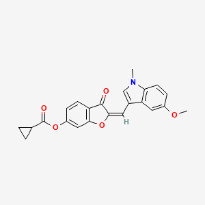 molecular formula C23H19NO5 B12195082 (2E)-2-[(5-methoxy-1-methyl-1H-indol-3-yl)methylidene]-3-oxo-2,3-dihydro-1-benzofuran-6-yl cyclopropanecarboxylate 