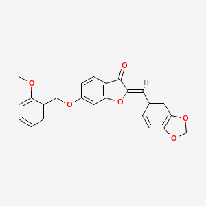 molecular formula C24H18O6 B12195101 (2Z)-2-(1,3-benzodioxol-5-ylmethylidene)-6-[(2-methoxybenzyl)oxy]-1-benzofuran-3(2H)-one 