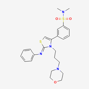 molecular formula C24H30N4O3S2 B12195103 N,N-dimethyl-3-[(2Z)-3-[3-(morpholin-4-yl)propyl]-2-(phenylimino)-2,3-dihydro-1,3-thiazol-4-yl]benzenesulfonamide 