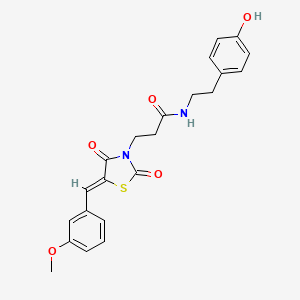 molecular formula C22H22N2O5S B12195133 N-[2-(4-hydroxyphenyl)ethyl]-3-[(5Z)-5-(3-methoxybenzylidene)-2,4-dioxo-1,3-thiazolidin-3-yl]propanamide 