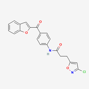 molecular formula C21H15ClN2O4 B12195168 N-[4-(1-benzofuran-2-ylcarbonyl)phenyl]-3-(3-chloro-1,2-oxazol-5-yl)propanamide 
