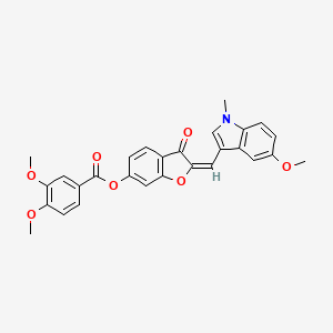 molecular formula C28H23NO7 B12195183 (2E)-2-[(5-methoxy-1-methyl-1H-indol-3-yl)methylidene]-3-oxo-2,3-dihydro-1-benzofuran-6-yl 3,4-dimethoxybenzoate 