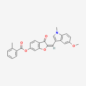 molecular formula C27H21NO5 B12195184 (2E)-2-[(5-methoxy-1-methyl-1H-indol-3-yl)methylidene]-3-oxo-2,3-dihydro-1-benzofuran-6-yl 2-methylbenzoate 
