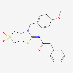 molecular formula C21H22N2O4S2 B12195188 N-[(2Z)-3-(4-methoxybenzyl)-5,5-dioxidotetrahydrothieno[3,4-d][1,3]thiazol-2(3H)-ylidene]-2-phenylacetamide 