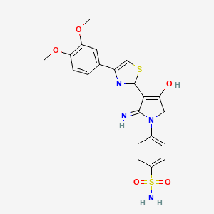 molecular formula C21H20N4O5S2 B12195193 4-{3-[4-(3,4-dimethoxyphenyl)-1,3-thiazol-2-yl]-4-hydroxy-2-imino-2,5-dihydro-1H-pyrrol-1-yl}benzenesulfonamide 