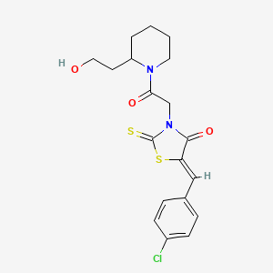 molecular formula C19H21ClN2O3S2 B12195199 (5Z)-5-(4-chlorobenzylidene)-3-{2-[2-(2-hydroxyethyl)piperidin-1-yl]-2-oxoethyl}-2-thioxo-1,3-thiazolidin-4-one 