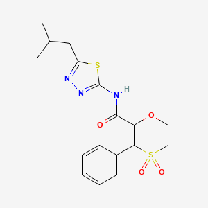 molecular formula C17H19N3O4S2 B12195216 N-[(2Z)-5-(2-methylpropyl)-1,3,4-thiadiazol-2(3H)-ylidene]-3-phenyl-5,6-dihydro-1,4-oxathiine-2-carboxamide 4,4-dioxide 