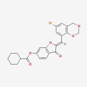 molecular formula C24H21BrO6 B12195219 (2Z)-2-[(6-bromo-4H-1,3-benzodioxin-8-yl)methylidene]-3-oxo-2,3-dihydro-1-benzofuran-6-yl cyclohexanecarboxylate 