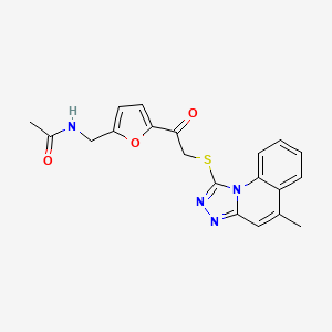 molecular formula C20H18N4O3S B12195226 N-({5-[2-({5-methyl-[1,2,4]triazolo[4,3-a]quinolin-1-yl}sulfanyl)acetyl]furan-2-yl}methyl)acetamide 
