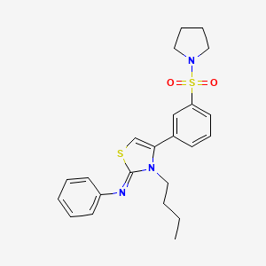molecular formula C23H27N3O2S2 B12195228 N-[(2Z)-3-butyl-4-[3-(pyrrolidin-1-ylsulfonyl)phenyl]-1,3-thiazol-2(3H)-ylidene]aniline 