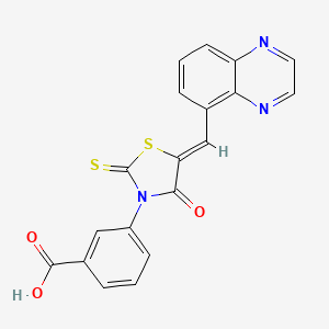 molecular formula C19H11N3O3S2 B12195238 3-[(5Z)-4-oxo-5-(quinoxalin-5-ylmethylidene)-2-thioxo-1,3-thiazolidin-3-yl]benzoic acid 