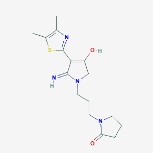 molecular formula C16H22N4O2S B12195242 1-{3-[3-(4,5-dimethyl-1,3-thiazol-2-yl)-4-hydroxy-2-imino-2,5-dihydro-1H-pyrrol-1-yl]propyl}pyrrolidin-2-one 