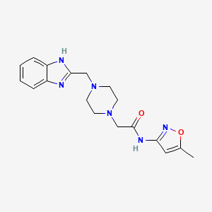 molecular formula C18H22N6O2 B12195248 2-(4-((1H-benzo[d]imidazol-2-yl)methyl)piperazin-1-yl)-N-(5-methylisoxazol-3-yl)acetamide 