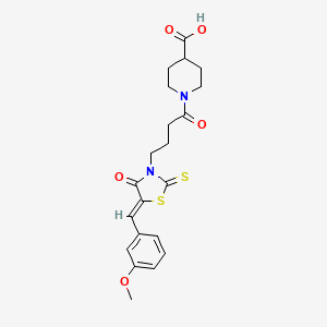molecular formula C21H24N2O5S2 B12195258 1-{4-[(5Z)-5-(3-methoxybenzylidene)-4-oxo-2-thioxo-1,3-thiazolidin-3-yl]butanoyl}piperidine-4-carboxylic acid 
