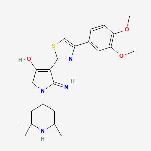 molecular formula C24H32N4O3S B12195263 4-[4-(3,4-dimethoxyphenyl)-1,3-thiazol-2-yl]-5-imino-1-(2,2,6,6-tetramethylpiperidin-4-yl)-2,5-dihydro-1H-pyrrol-3-ol 