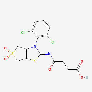 molecular formula C15H14Cl2N2O5S2 B12195287 4-{[(2Z)-3-(2,6-dichlorophenyl)-5,5-dioxidotetrahydrothieno[3,4-d][1,3]thiazol-2(3H)-ylidene]amino}-4-oxobutanoic acid 