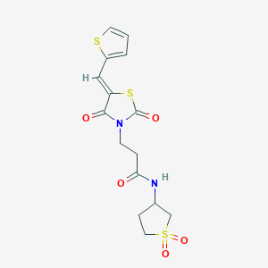 molecular formula C15H16N2O5S3 B12195289 N-(1,1-dioxidotetrahydrothiophen-3-yl)-3-[(5Z)-2,4-dioxo-5-(thiophen-2-ylmethylidene)-1,3-thiazolidin-3-yl]propanamide 