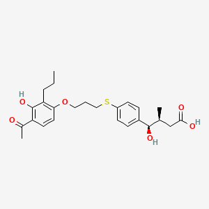 Benzenebutanoic acid, 4-((3-(4-acetyl-3-hydroxy-2-propylphenoxy)propyl)thio)-gamma-hydroxy-beta-methyl-, (R*,S*)-