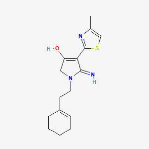molecular formula C16H21N3OS B12195332 1-[2-(cyclohex-1-en-1-yl)ethyl]-5-imino-4-(4-methyl-1,3-thiazol-2-yl)-2,5-dihydro-1H-pyrrol-3-ol 