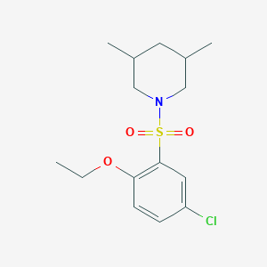 molecular formula C15H22ClNO3S B12195333 1-(5-Chloro-2-ethoxybenzenesulfonyl)-3,5-dimethylpiperidine 