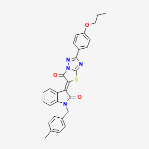 molecular formula C29H24N4O3S B12195335 (3Z)-1-(4-methylbenzyl)-3-[6-oxo-2-(4-propoxyphenyl)[1,3]thiazolo[3,2-b][1,2,4]triazol-5(6H)-ylidene]-1,3-dihydro-2H-indol-2-one 