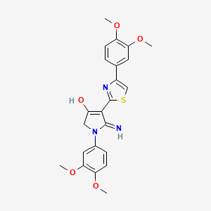 molecular formula C23H23N3O5S B12195349 5-amino-1-(3,4-dimethoxyphenyl)-4-[4-(3,4-dimethoxyphenyl)-1,3-thiazol-2-yl]-1,2-dihydro-3H-pyrrol-3-one 