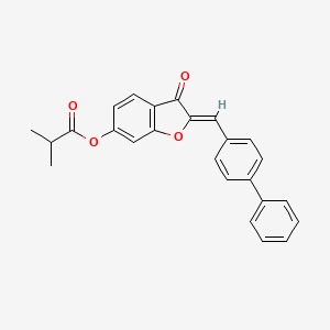 molecular formula C25H20O4 B12195350 3-Oxo-2-[(4-phenylphenyl)methylene]benzo[3,4-b]furan-6-yl 2-methylpropanoate 