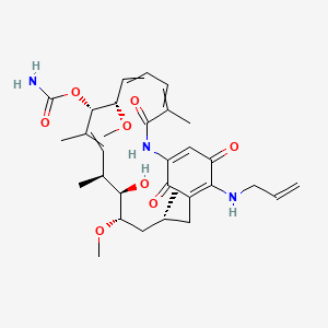 molecular formula C31H43N3O8 B1219536 carbamic acid [(3R,5S,6R,7S,10S,11S)-6-hydroxy-5,11-dimethoxy-3,7,9,15-tetramethyl-16,20,22-trioxo-21-(prop-2-enylamino)-17-azabicyclo[16.3.1]docosa-1(21),8,12,14,18-pentaen-10-yl] ester 