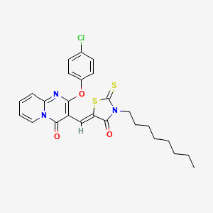 molecular formula C26H26ClN3O3S2 B12195361 2-(4-chlorophenoxy)-3-[(Z)-(3-octyl-4-oxo-2-thioxo-1,3-thiazolidin-5-ylidene)methyl]-4H-pyrido[1,2-a]pyrimidin-4-one 