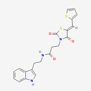 molecular formula C21H19N3O3S2 B12195370 3-[(5Z)-2,4-dioxo-5-(thiophen-2-ylmethylidene)-1,3-thiazolidin-3-yl]-N-[2-(1H-indol-3-yl)ethyl]propanamide 