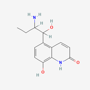 molecular formula C13H16N2O3 B1219538 5-(2-amino-1-hydroxybutyl)-8-hydroxy-1H-quinolin-2-one CAS No. 63483-95-4