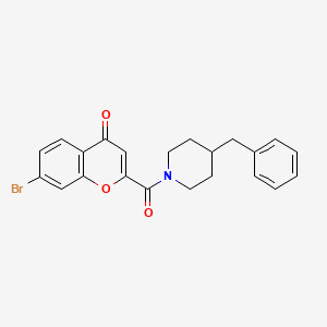 molecular formula C22H20BrNO3 B12195389 7-Bromo-2-{[4-benzylpiperidyl]carbonyl}chromen-4-one 