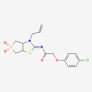 molecular formula C16H17ClN2O4S2 B12195391 2-(4-chlorophenoxy)-N-[(2Z)-5,5-dioxido-3-(prop-2-en-1-yl)tetrahydrothieno[3,4-d][1,3]thiazol-2(3H)-ylidene]acetamide 