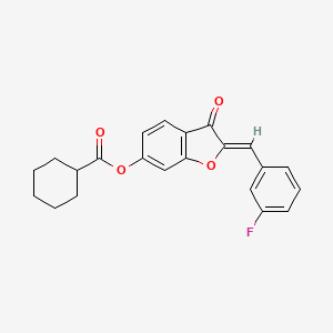 molecular formula C22H19FO4 B12195394 (2Z)-2-(3-fluorobenzylidene)-3-oxo-2,3-dihydro-1-benzofuran-6-yl cyclohexanecarboxylate 