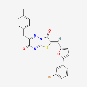 molecular formula C24H16BrN3O3S B12195401 (2Z)-2-{[5-(3-bromophenyl)furan-2-yl]methylidene}-6-(4-methylbenzyl)-7H-[1,3]thiazolo[3,2-b][1,2,4]triazine-3,7(2H)-dione 