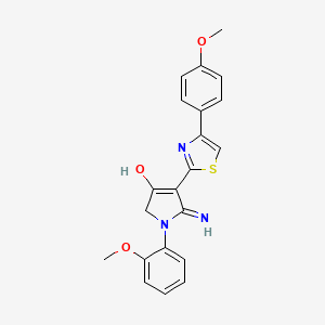 molecular formula C21H19N3O3S B12195412 5-amino-1-(2-methoxyphenyl)-4-[4-(4-methoxyphenyl)-1,3-thiazol-2-yl]-1,2-dihydro-3H-pyrrol-3-one 
